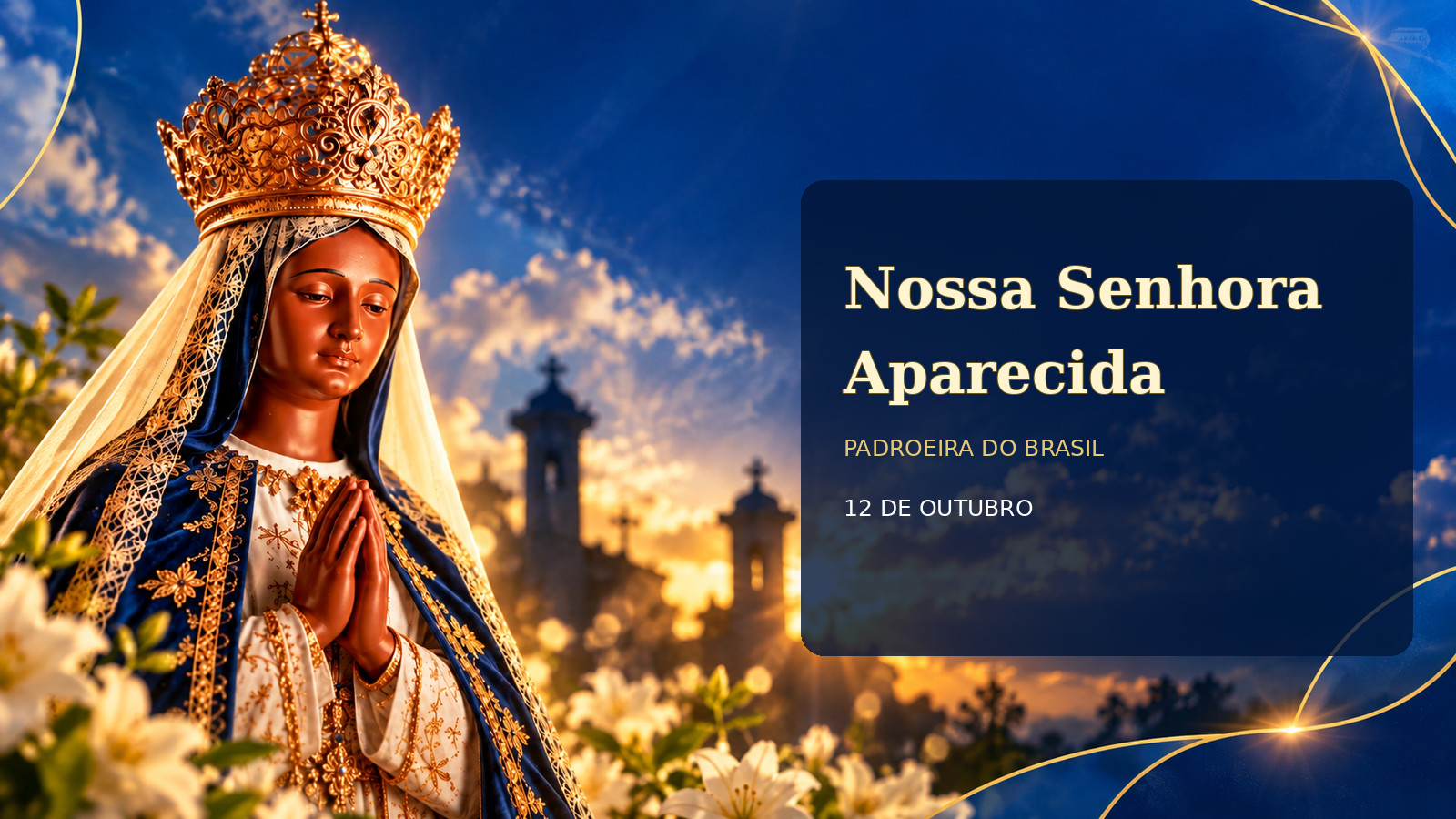 Arte especial de Nossa Senhora Aparecida, Padroeira do Brasil, com oração e identidade visual da Anápolis Rastreadores