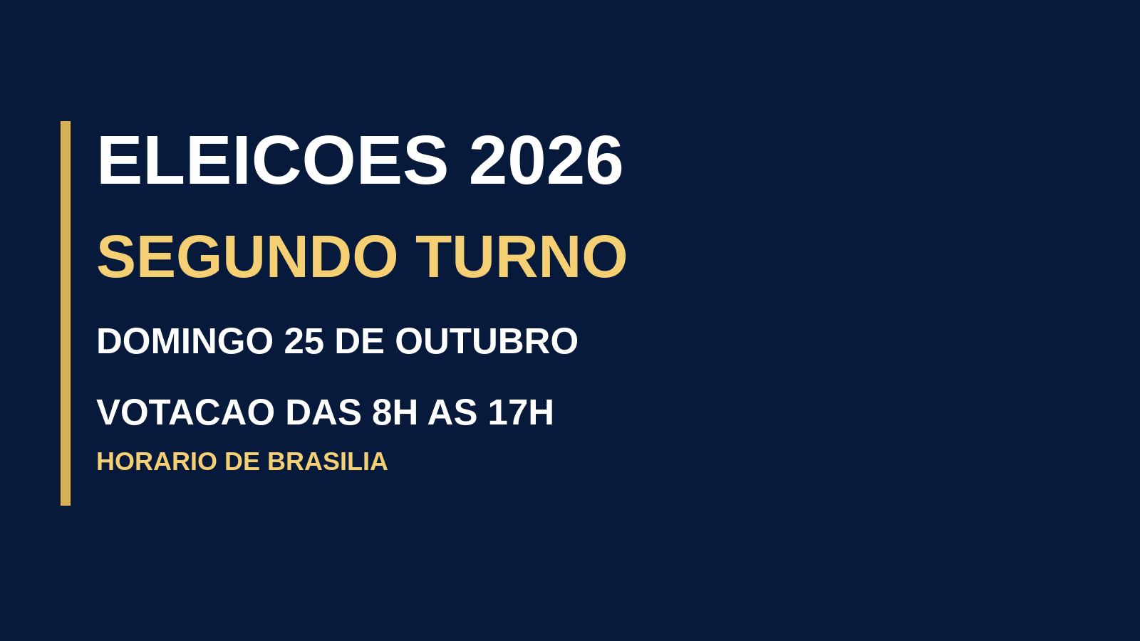 Arte informativa sobre o segundo turno das eleições de 2026